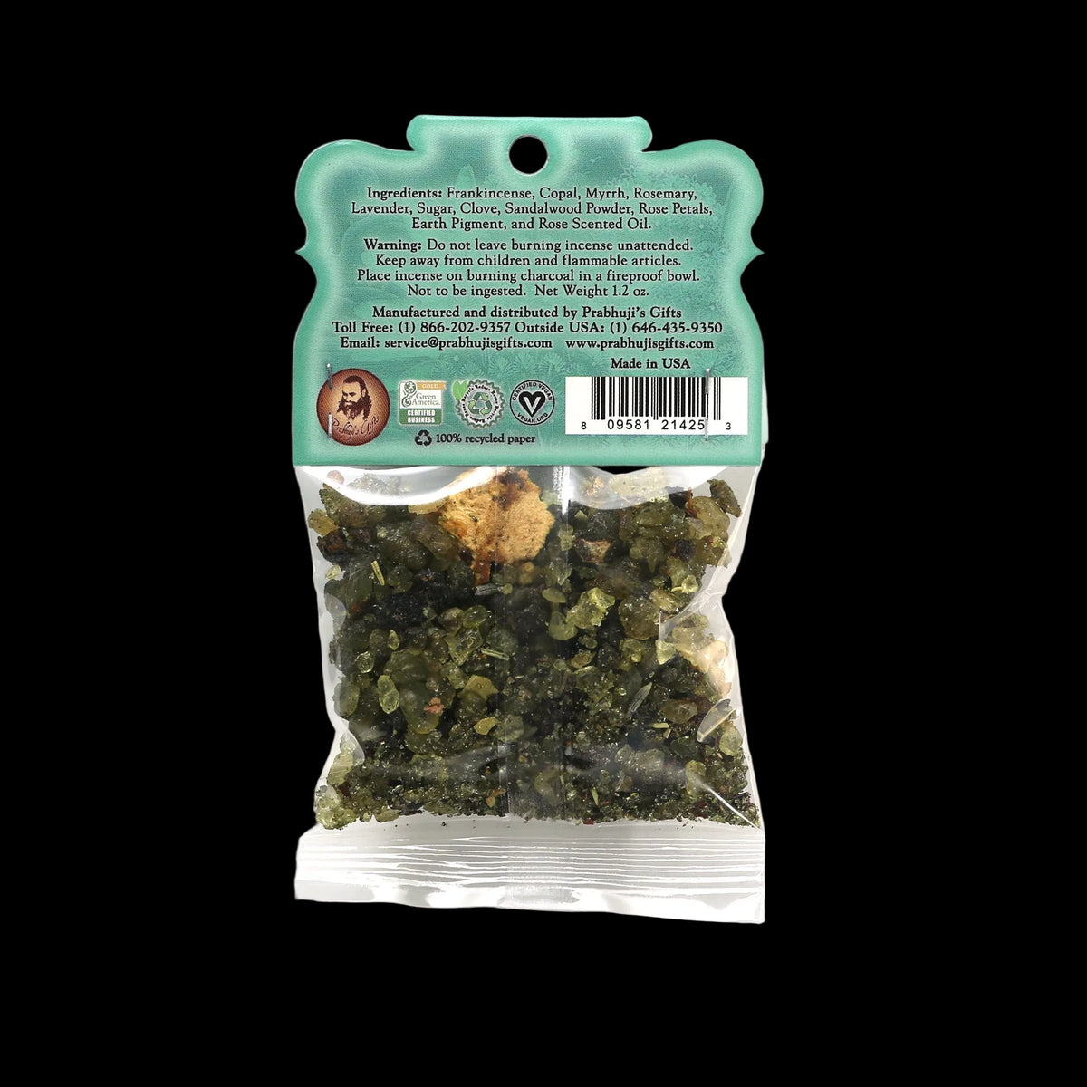 Prabhuji Resin Incense Heart Chakra Anahata - Love and Sensitivity - 1.2oz bag   - Mystic Journey Path