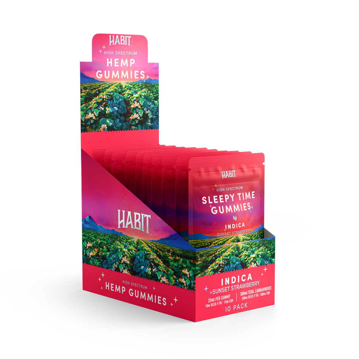 Award Winning sunset strawberry 10mg Delta 9 +15mg CBN Gummies Indica - Mystic Journey Path