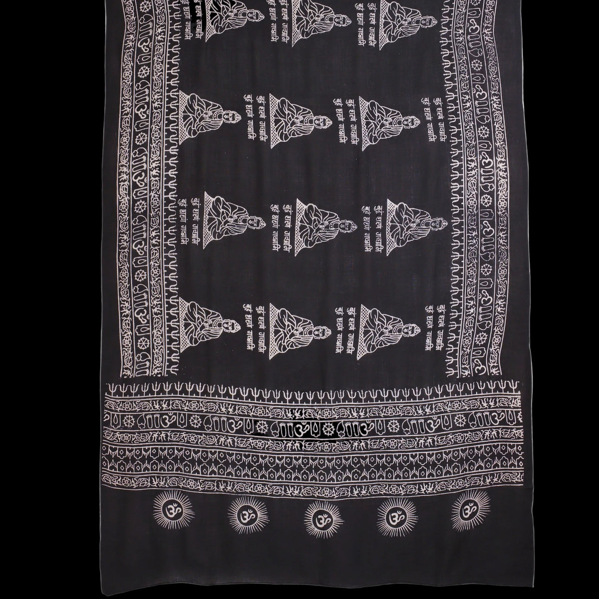 Prabhuji Meditation Yoga Prayer Shawl - Buddha - Black Large  - Mystic Journey Path