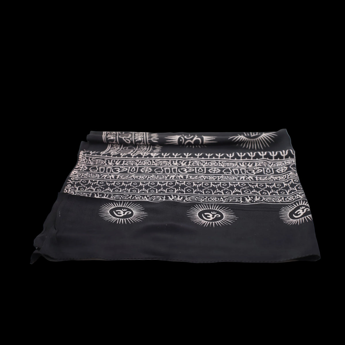 Prabhuji Meditation Yoga Prayer Shawl - Mantra Om - Black Large  - Mystic Journey Path