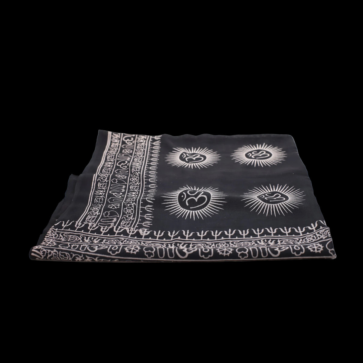 Prabhuji Meditation Yoga Prayer Shawl - Mantra Om - Black Large  - Mystic Journey Path