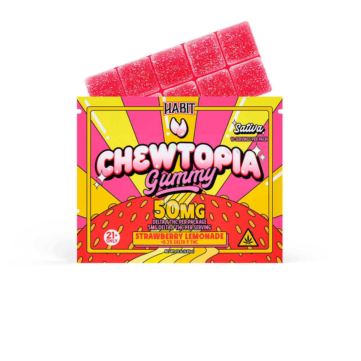 CHEWTOPIA DELTA 9 GUMMIES - Strawberry Lemonade (Sativa) (12 Pk) - Mystic Journey Path