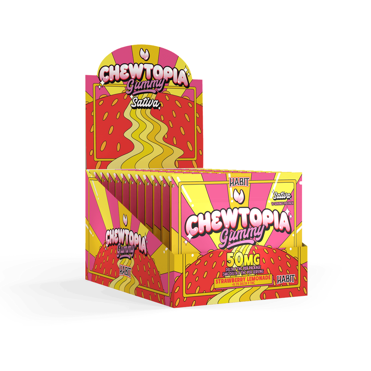 CHEWTOPIA DELTA 9 GUMMIES - Strawberry Lemonade (Sativa) (12 Pk) - Mystic Journey Path