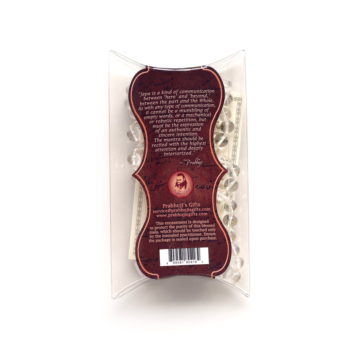 Prabhuji Prayer Mala Beads - Clear Crystal Quartz - 108 Prayer Beads  - Mystic Journey Path
