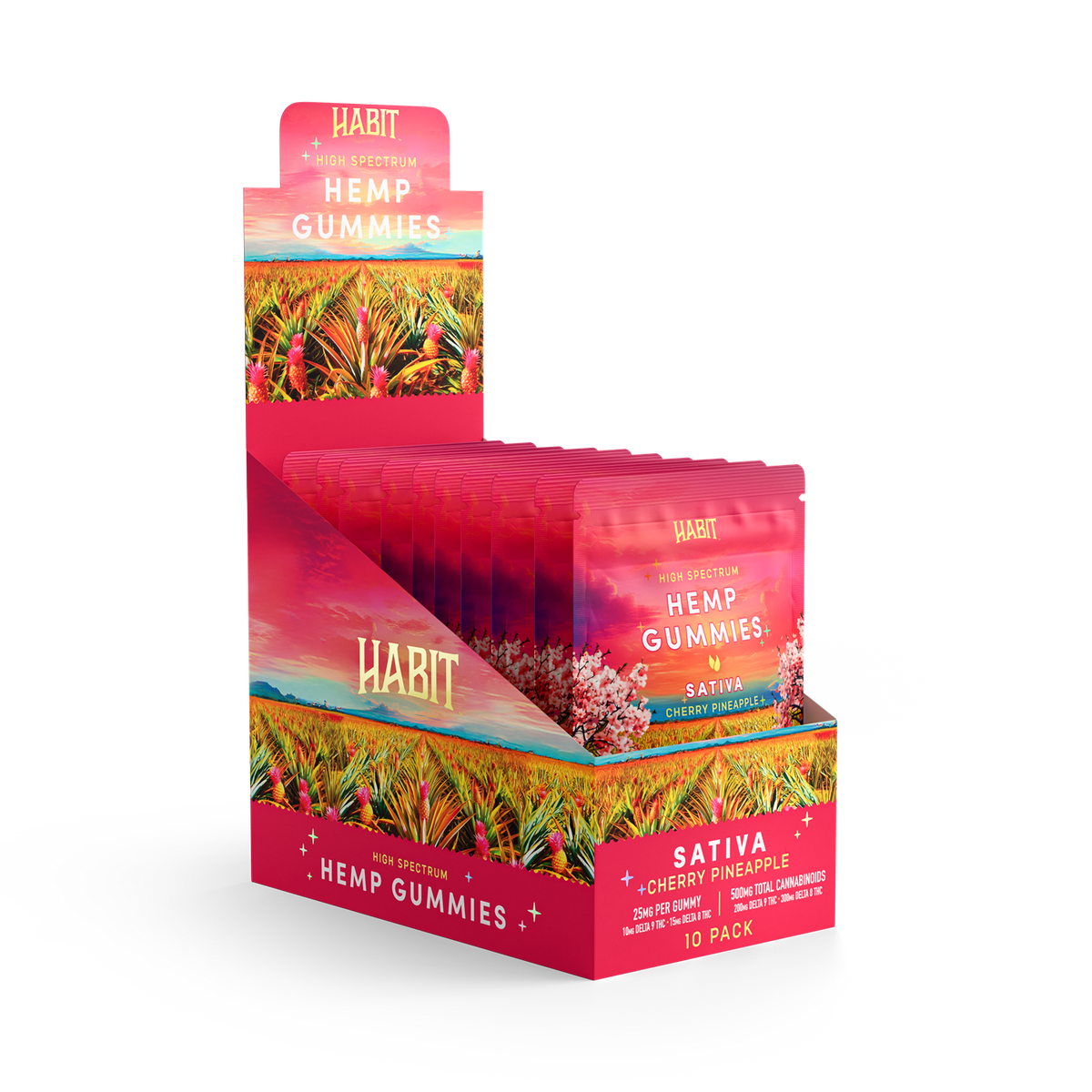 Delta 8 15mg+Delta 9 10mg - 20 Cherry Pineapple Gummies Sativa - Mystic Journey Path