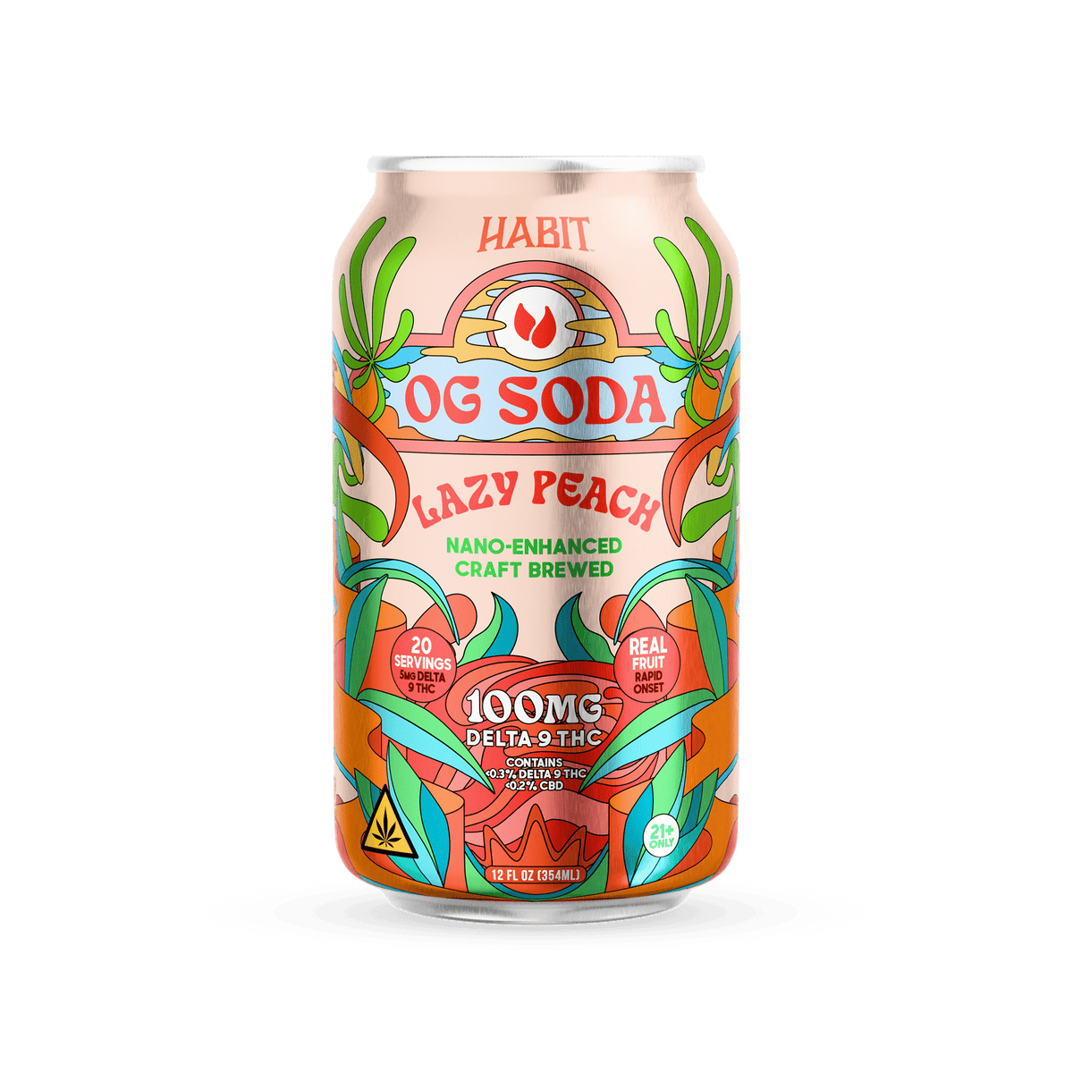 Delta 9 100mg OG Soda - Lazy Peach - Dynamic - 12pk - Mystic Journey Path