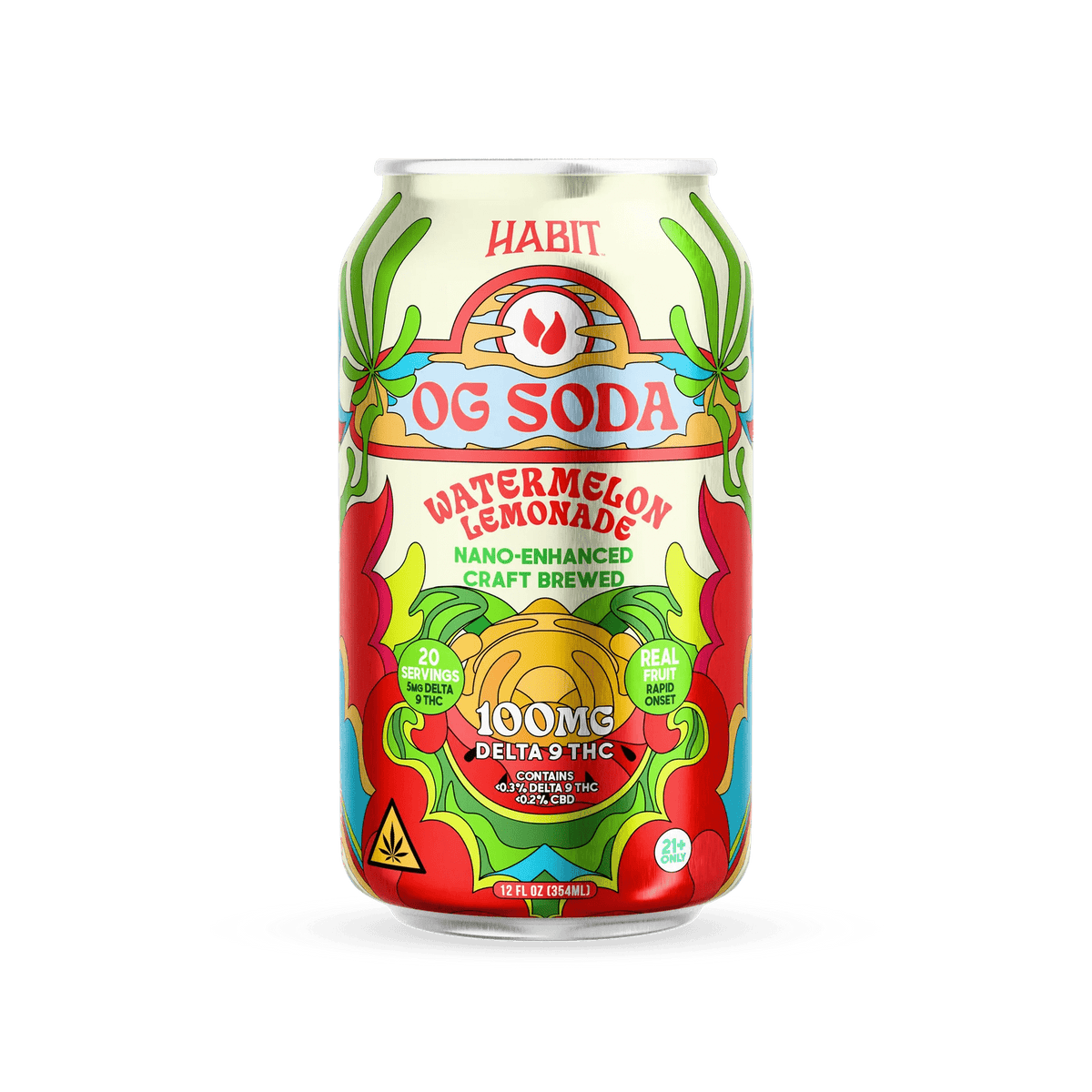 Delta 9 100mg OG Soda - Watermelon Lemonade Flavors - 4*6pk - Sold in 24 Can - Mystic Journey Path