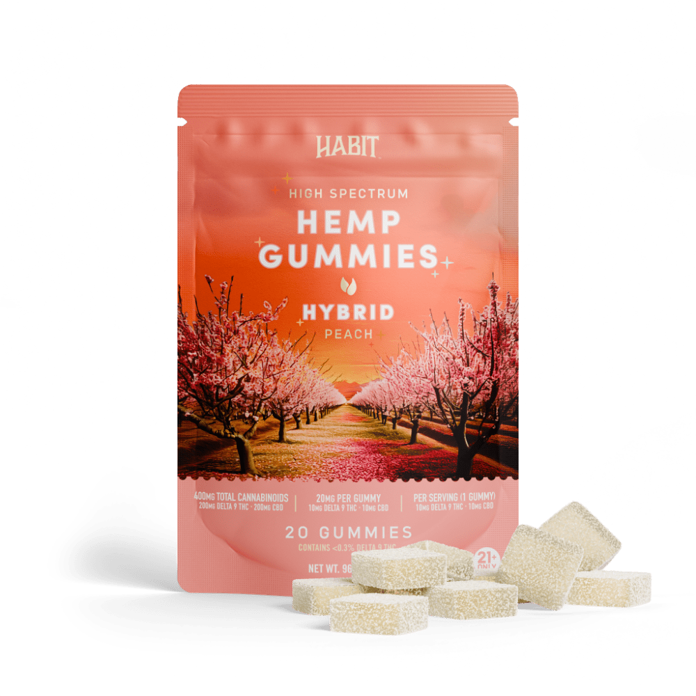 Delta 9 + CBD High Spectrum Hemp - 20 Peach Gummies - Mystic Journey Path