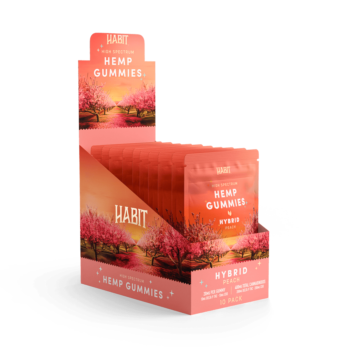 Delta 9 + CBD High Spectrum Hemp - 20 Peach Gummies Hybrid - Mystic Journey Path