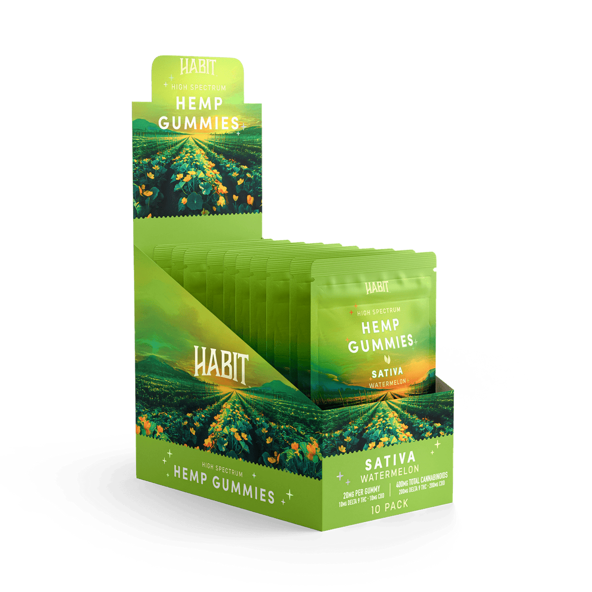 Delta 9 + CBD High Spectrum Hemp - 20 Watermelon Gummies Sativa - Mystic Journey Path