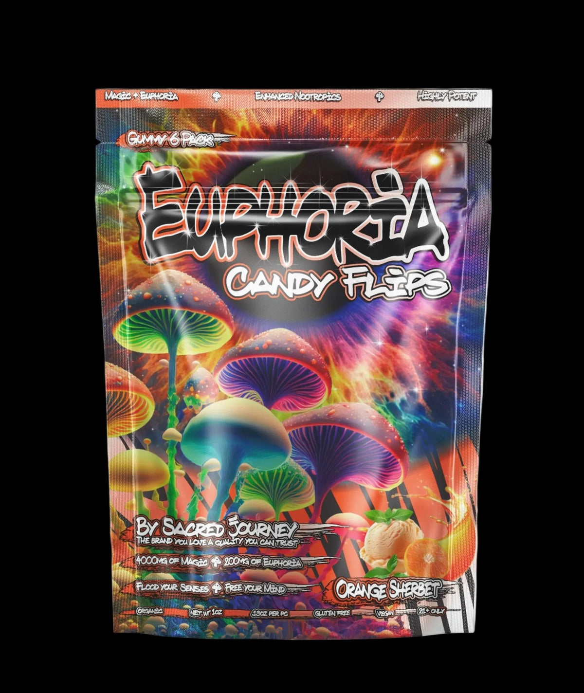 Euphoria Gummies – Orange Sherbert 6ct - (Box of 10) - Mystic Journey Path