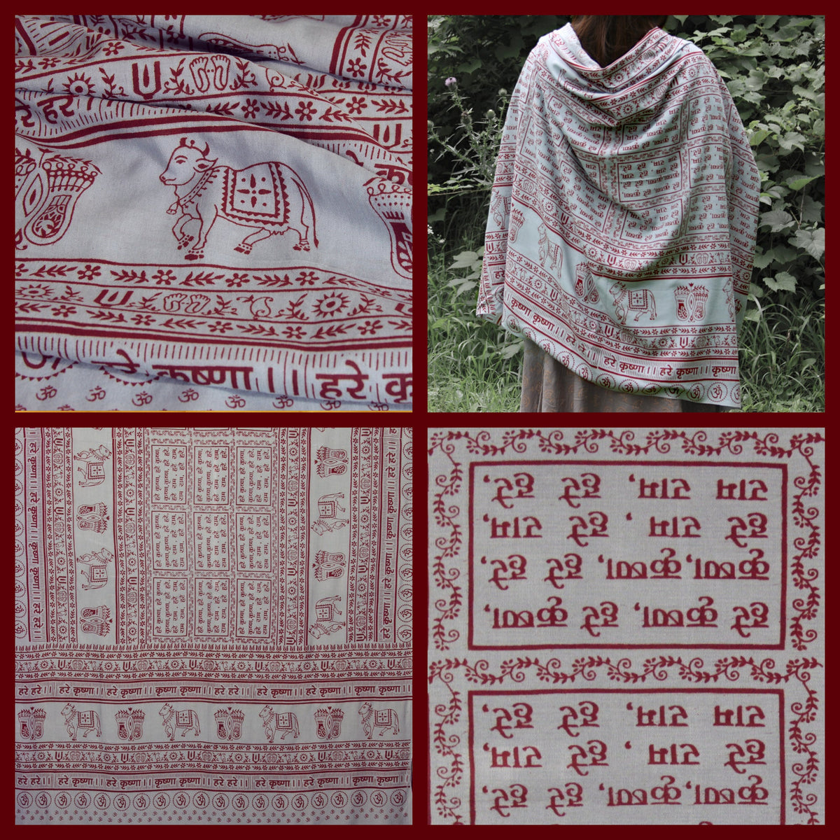 Prabhuji Meditation Yoga Prayer Shawl - Maha Mantra - Grey Large  - Mystic Journey Path