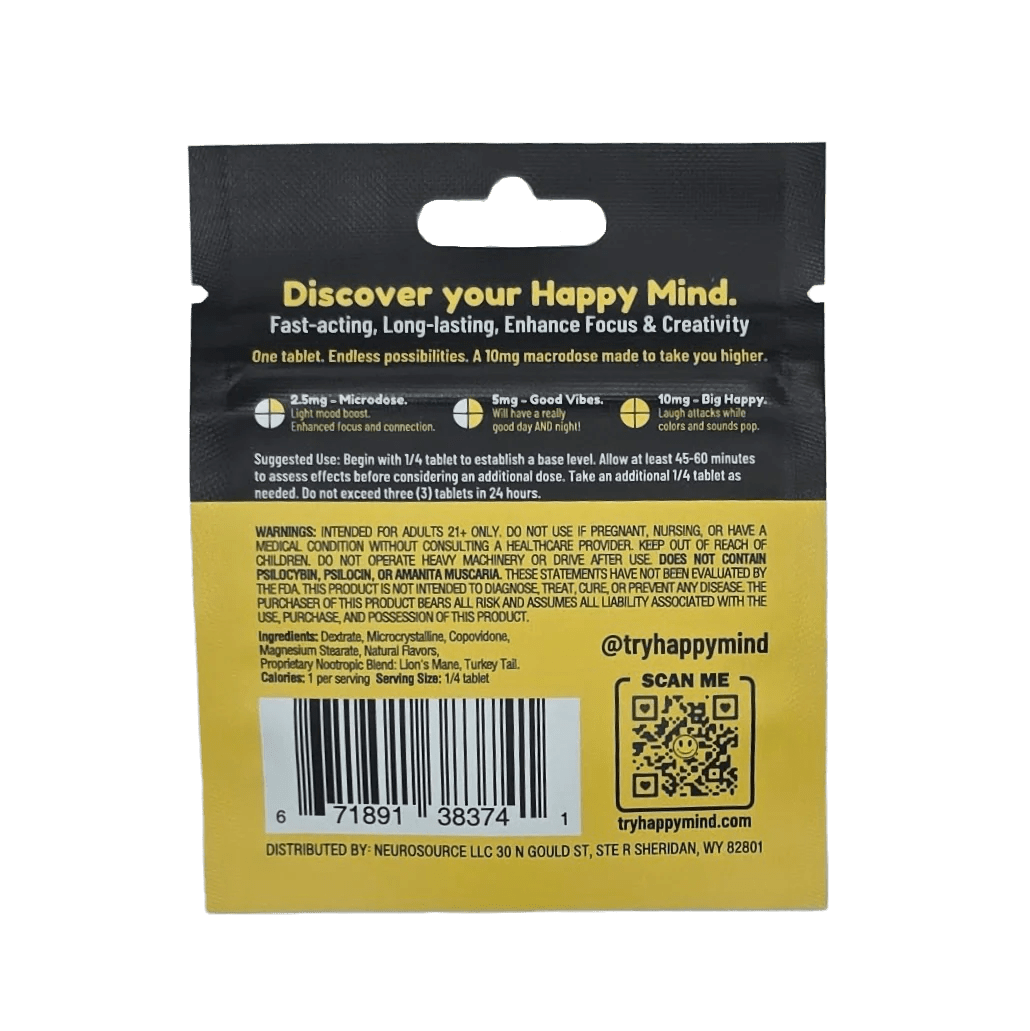 Happy Mind - Spearmint Synaptic Surge - Hero Dose - Box of 10 - Strawberry Mushroom Tablets - Case of 10 - Mystic Journey Path