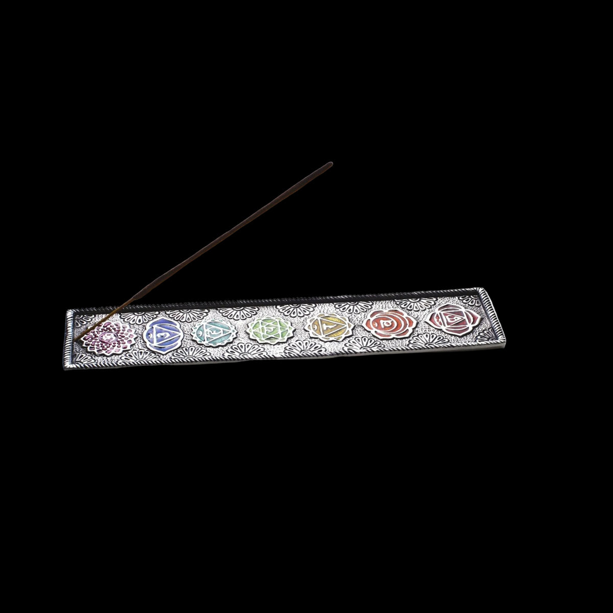 Incense Burner - Ornate Metal Seven Chakras - 10.75" -  - Mystic Journey Path