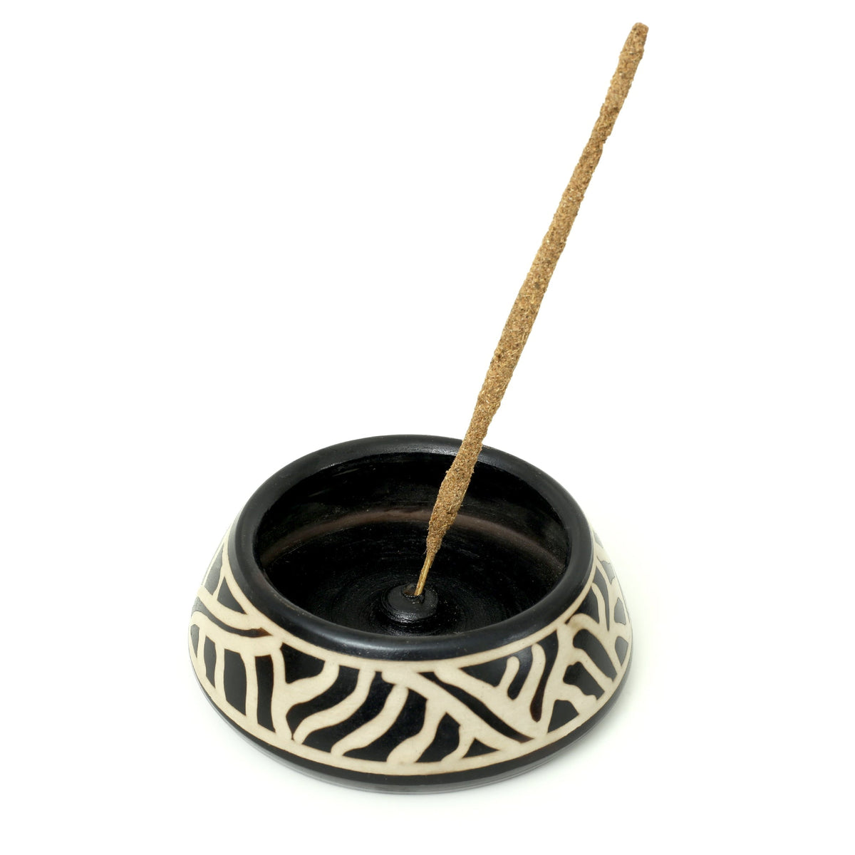 Incense Burner - Peruvian Ceramic Incense Burner for Stick and Cone Incense - Waves - 4.5" -  - Mystic Journey Path