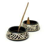Incense Burner - Peruvian Ceramic Incense Burner for Stick and Cone Incense - Waves - 4.5" -  - Mystic Journey Path