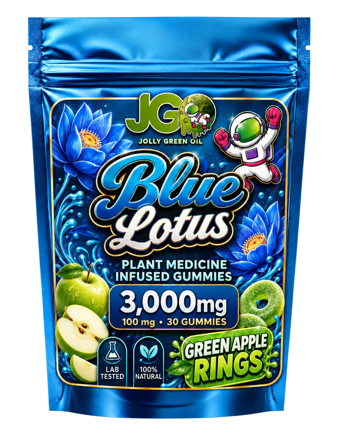 JGO Blue Lotus Infused Gummies - Apple Rings - 30ct - Mystic Journey Path