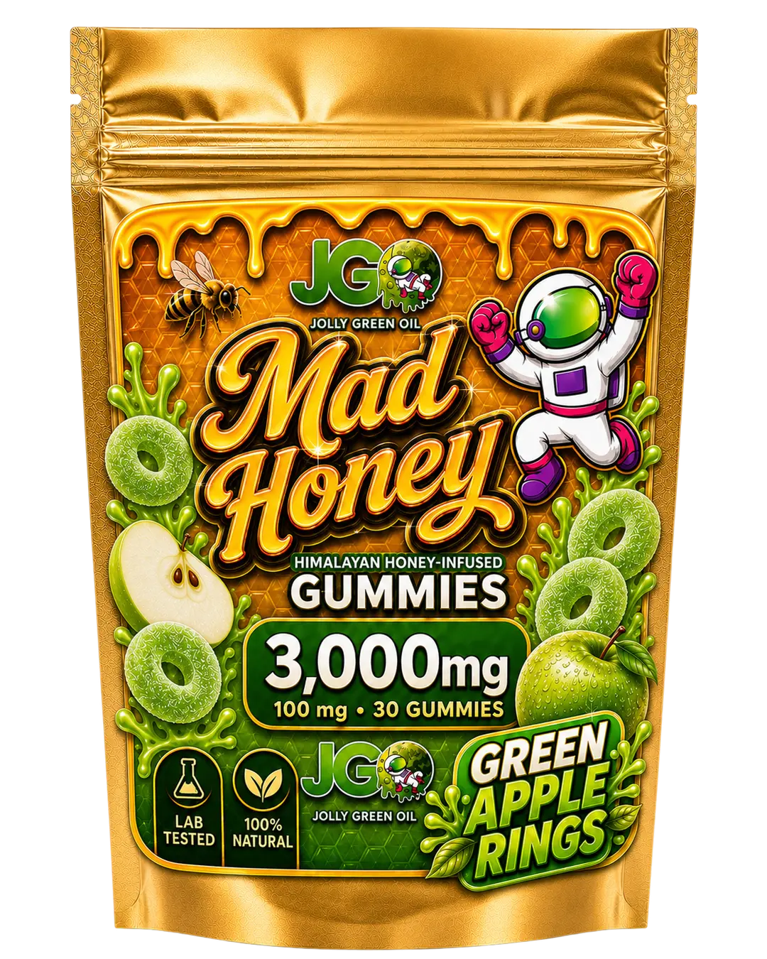 JGO Mad Honey Infused Gummies - Green Apple Rings - 30ct - Mystic Journey Path