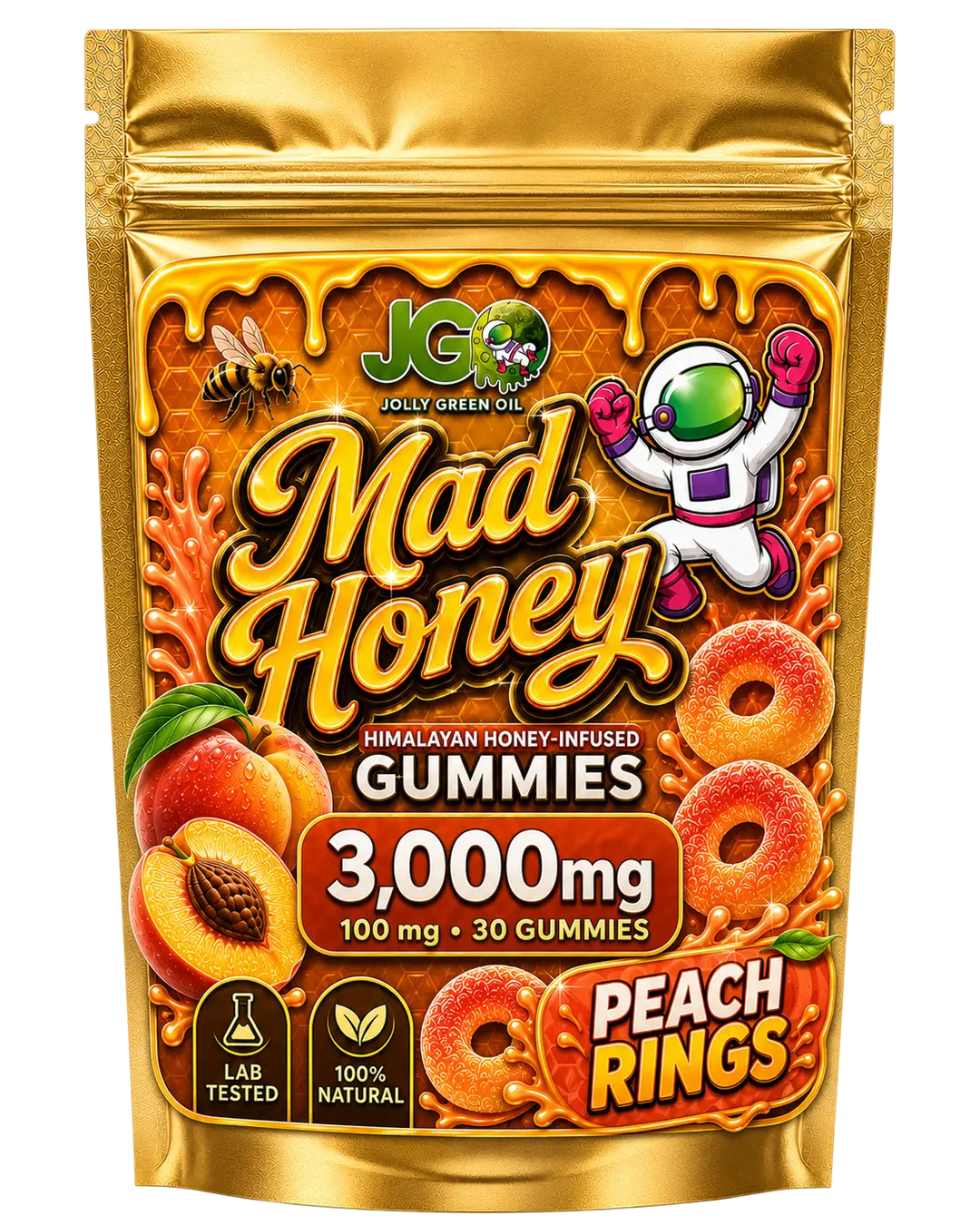 JGO Mad Honey Infused Gummies - Peach Rings - 30ct - Mystic Journey Path