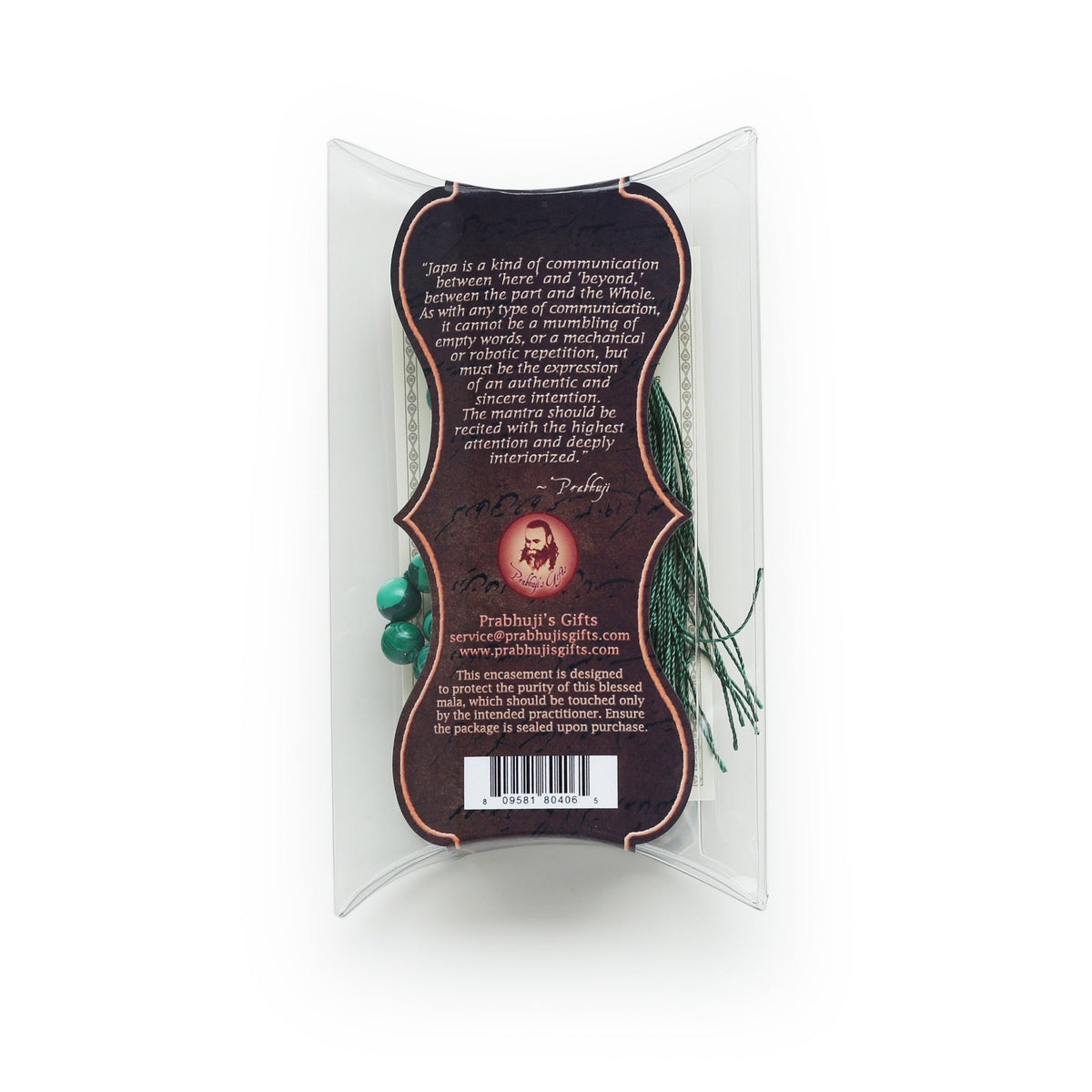 Prabhuji Prayer Mala Beads - Man-made Malachite - 108 Prayer Beads  - Mystic Journey Path
