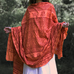 Meditation Yoga Prayer Shawl - Maha Mantra - Peach Orange Large   - Mystic Journey Path