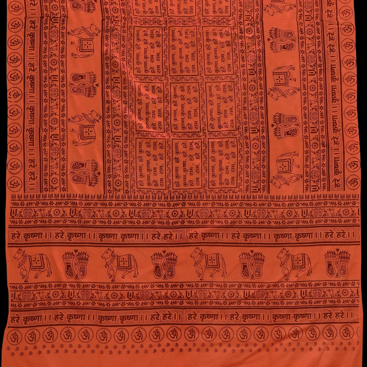 Meditation Yoga Prayer Shawl - Maha Mantra - Peach Orange Large   - Mystic Journey Path