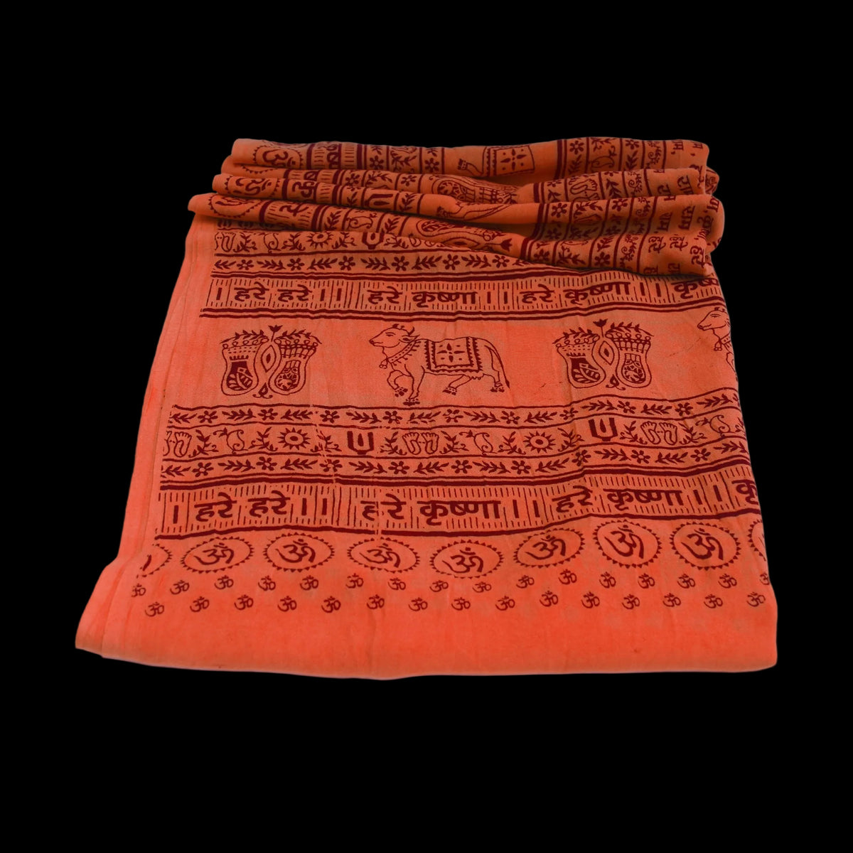 Meditation Yoga Prayer Shawl - Maha Mantra - Peach Orange Large   - Mystic Journey Path