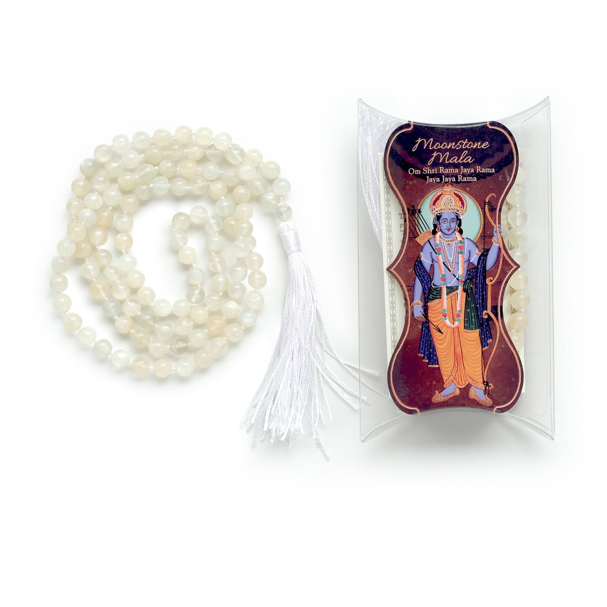 Prabhuji Prayer Mala Beads - Moon Stone  - 108 Prayer Beads  - Mystic Journey Path