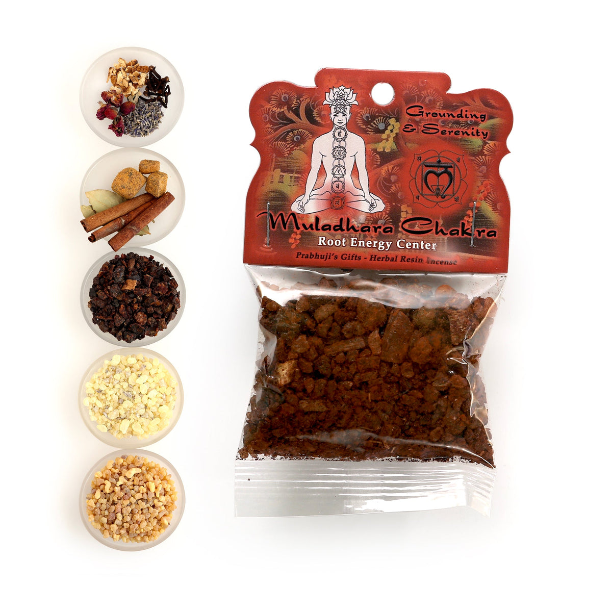 Prabhuji Resin Incense Root Chakra Muladhara - Grounding and Inner Peace - 1.2oz bag - Mystic Journey Path