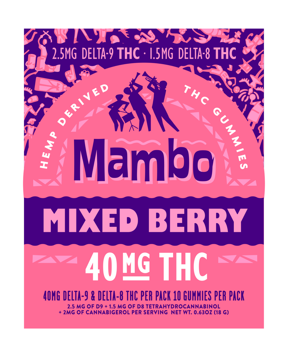 NEW! Mambo Mixed Berry D9/D8 ~40mg Box of 10 - Mystic Journey Path