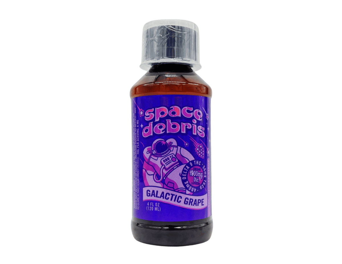NEW! Space Debris Syrup Galactic Grape 4oz 450mg - 400mg Delta 9 + 50mg THCp Display 6 pack - Mystic Journey Path