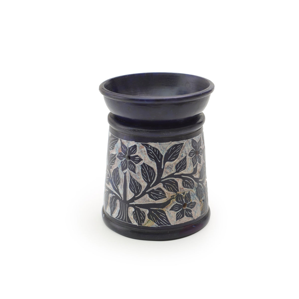 Oil Diffuser - Blue Soapstone Oil Burner Blue Rose 4.5" - Mystic Journey Path