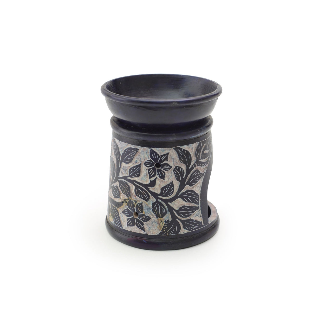 Oil Diffuser - Blue Soapstone Oil Burner Blue Rose 4.5" - Mystic Journey Path