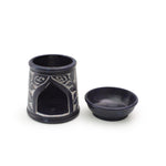 Oil Diffuser - Blue Soapstone Oil Burner Blue Rose 4.5" - Mystic Journey Path