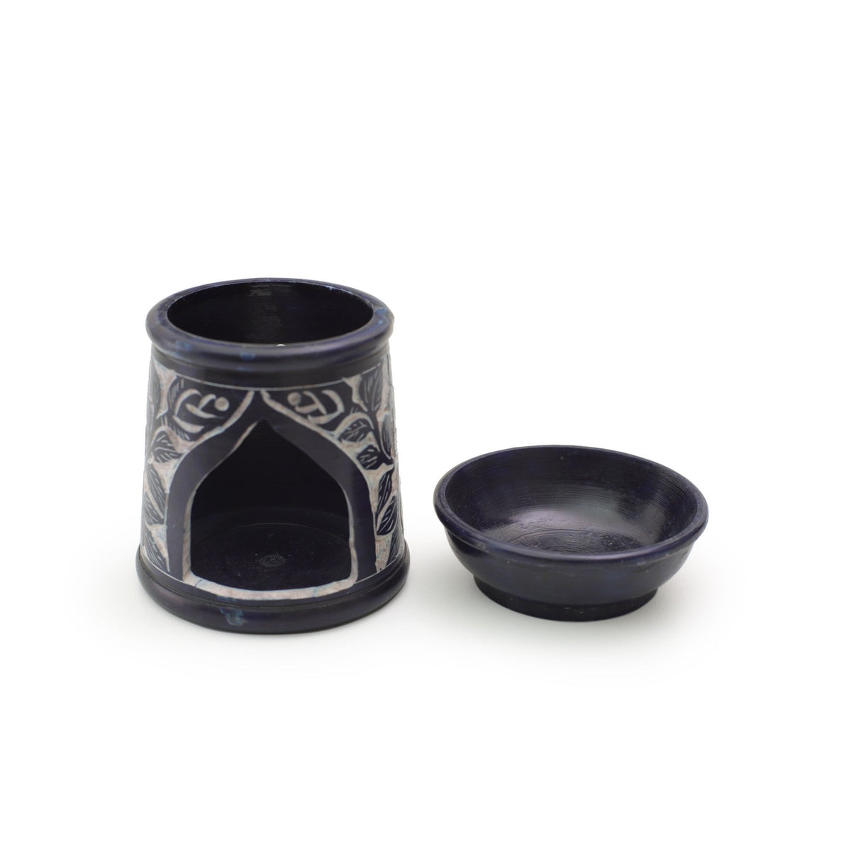 Oil Diffuser - Blue Soapstone Oil Burner Blue Rose 4.5" - Mystic Journey Path