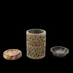 Oil Diffuser - Natural Soapstone Oil Burner Ornamental Leaves 4.75" - Mystic Journey Path