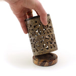 Oil Diffuser - Natural Soapstone Oil Burner Ornamental Leaves 4.75" - Mystic Journey Path
