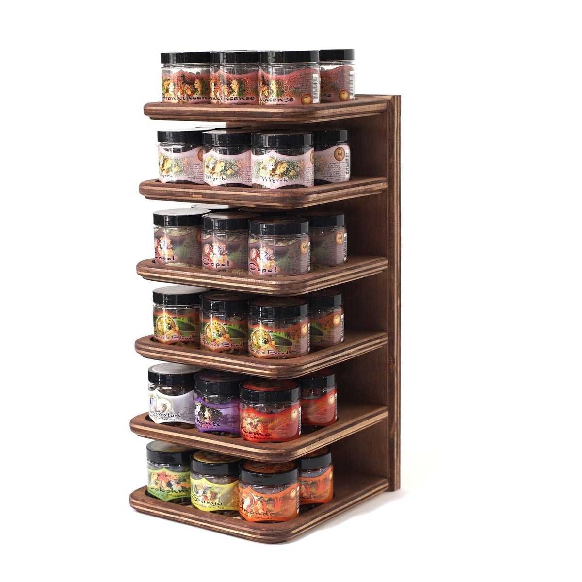 Prabhuji Display Rack - Herbal Resin Incense - Basic and Intention Lines - 36 Jars 2.4oz - Mystic Journey Path