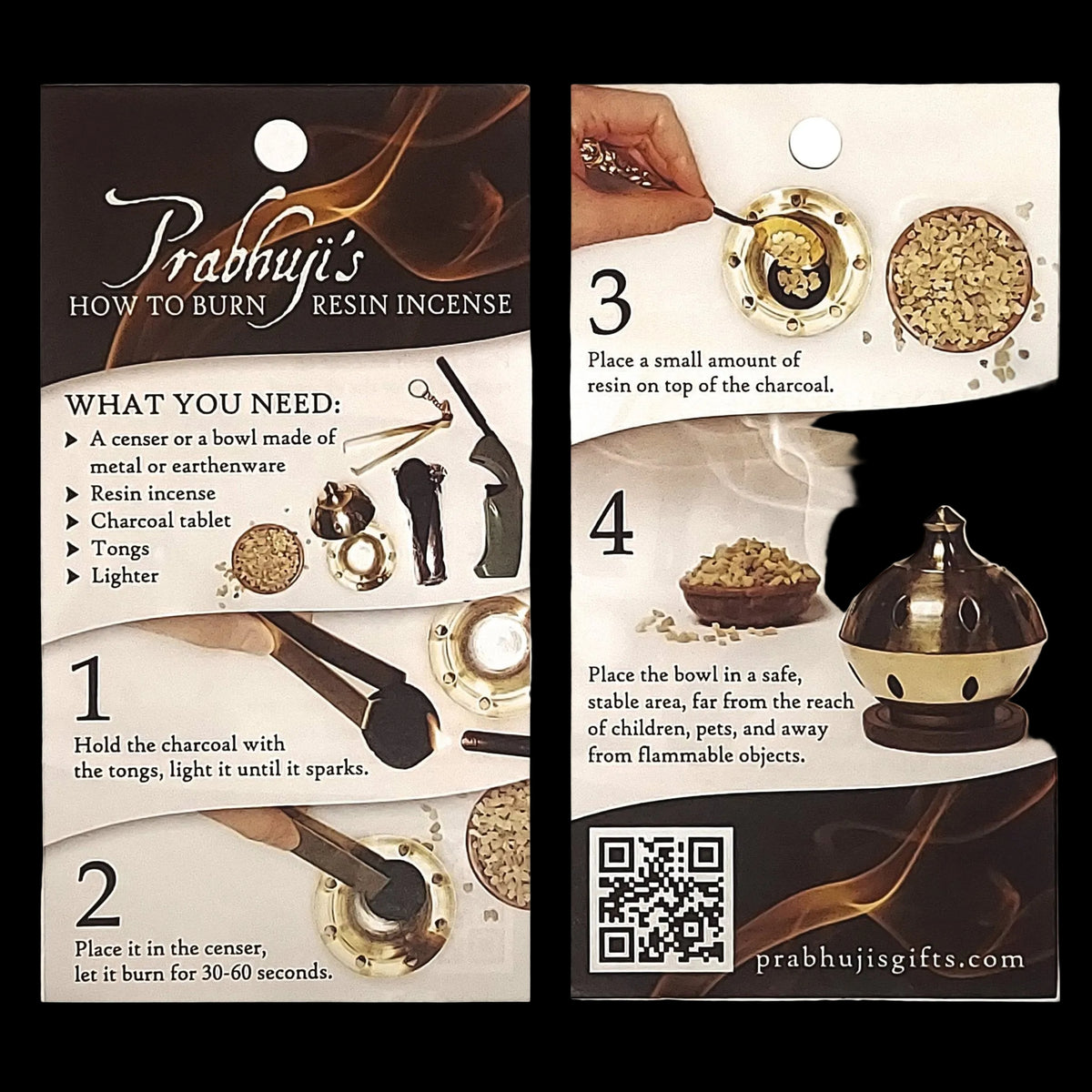 Resin Incense - how to burn instructions - tear - off 100 sheet pad - Shelf talker - Mystic Journey Path