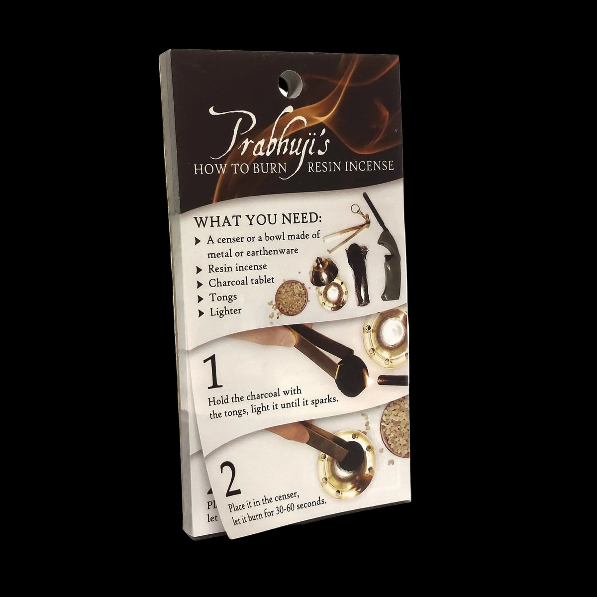 Resin Incense - how to burn instructions - tear - off 100 sheet pad - Shelf talker - Mystic Journey Path