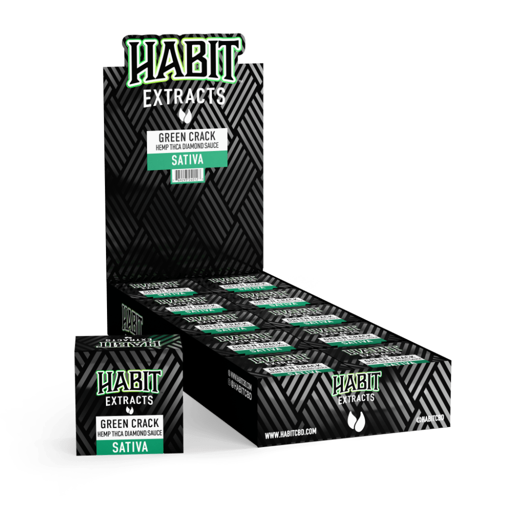 THCA Diamond Sauce Concentrate 1g Green Crack (Sativa) 10pk display case - Mystic Journey Path