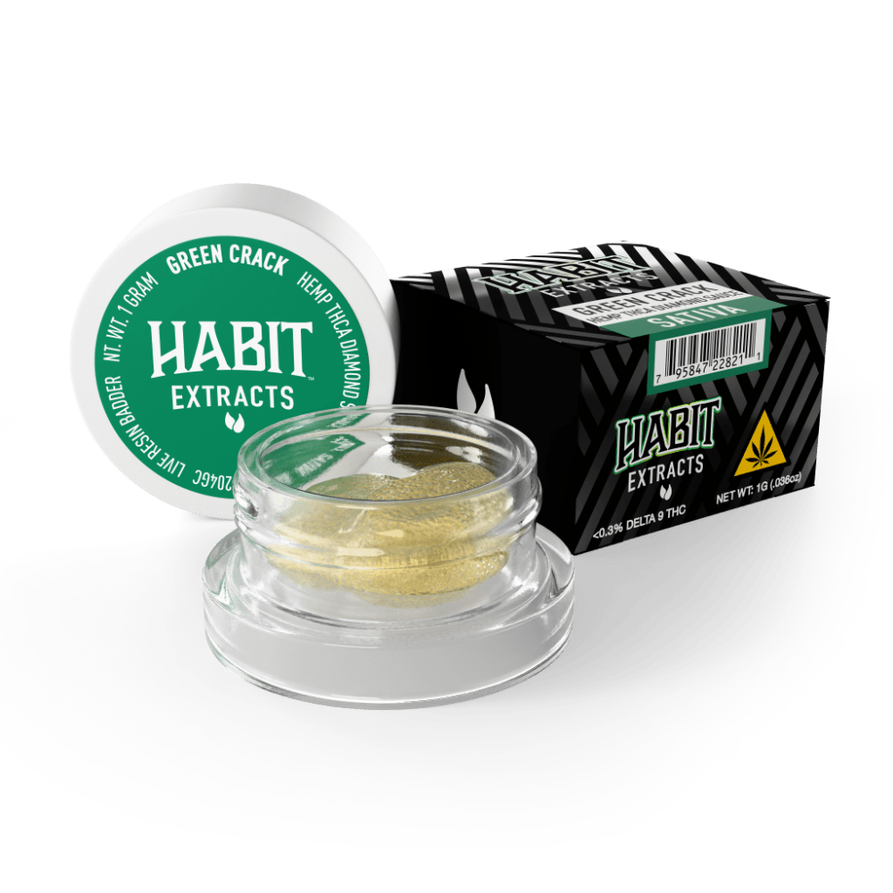 THCA Diamond Sauce Concentrate 1g Green Crack (Sativa) 10pk display case - Mystic Journey Path