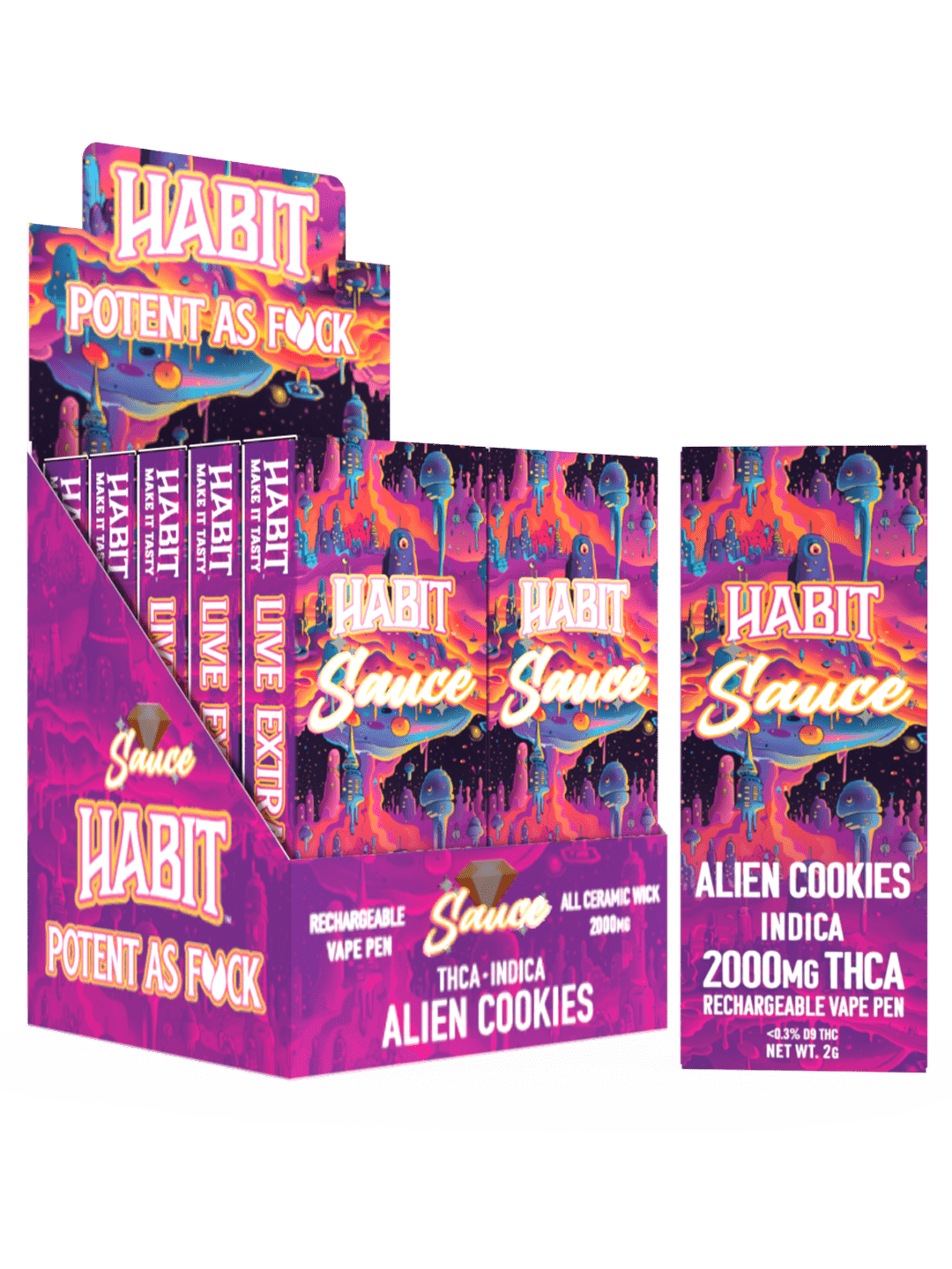THCA Disposable Rechargeable Vape - Alien Cookies 2g (Hybrid) 10pk - Mystic Journey Path