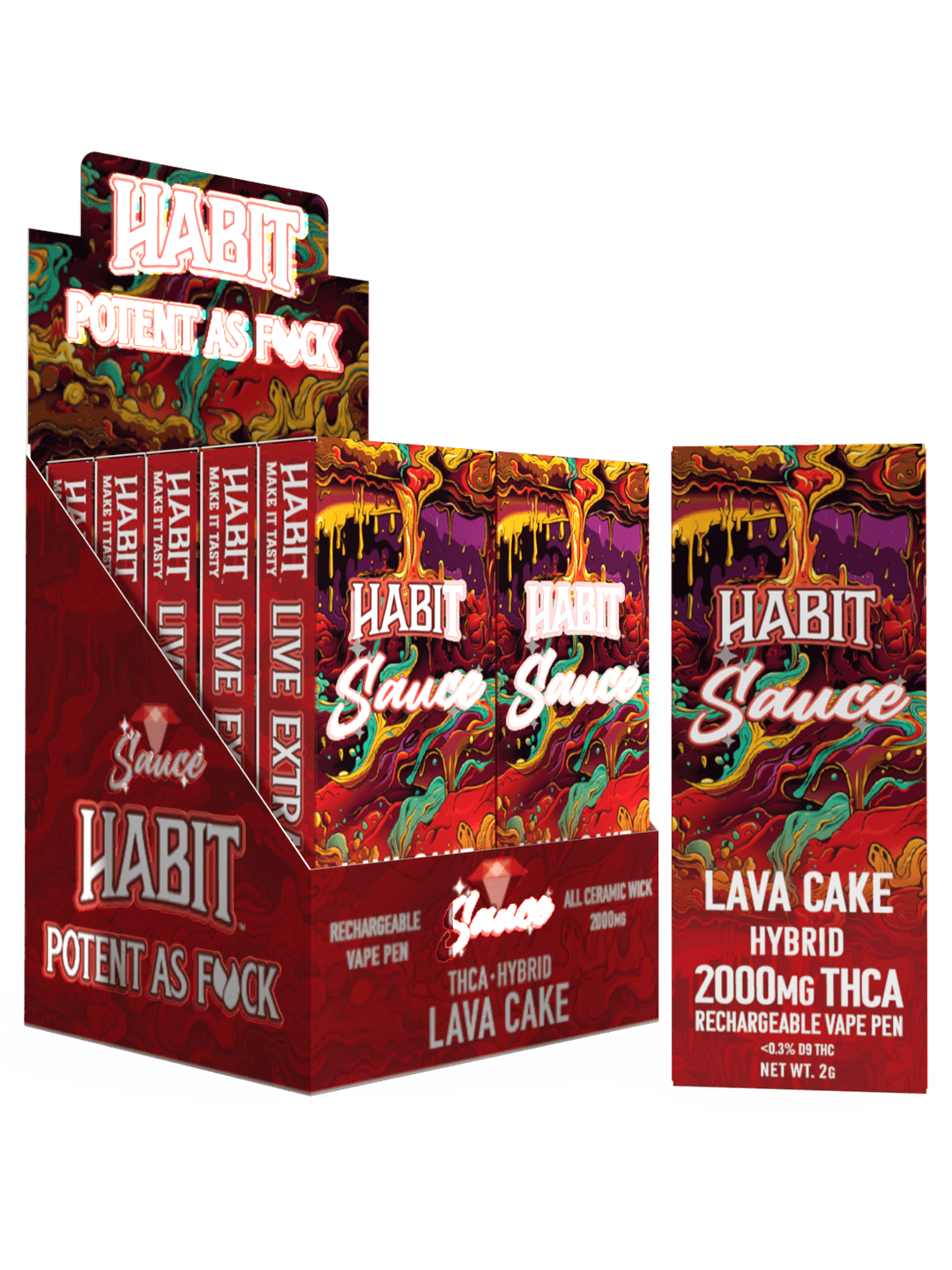 THCA Disposable Rechargeable Vape - Lava Cake 2g (Hybrid) 10pk - Mystic Journey Path