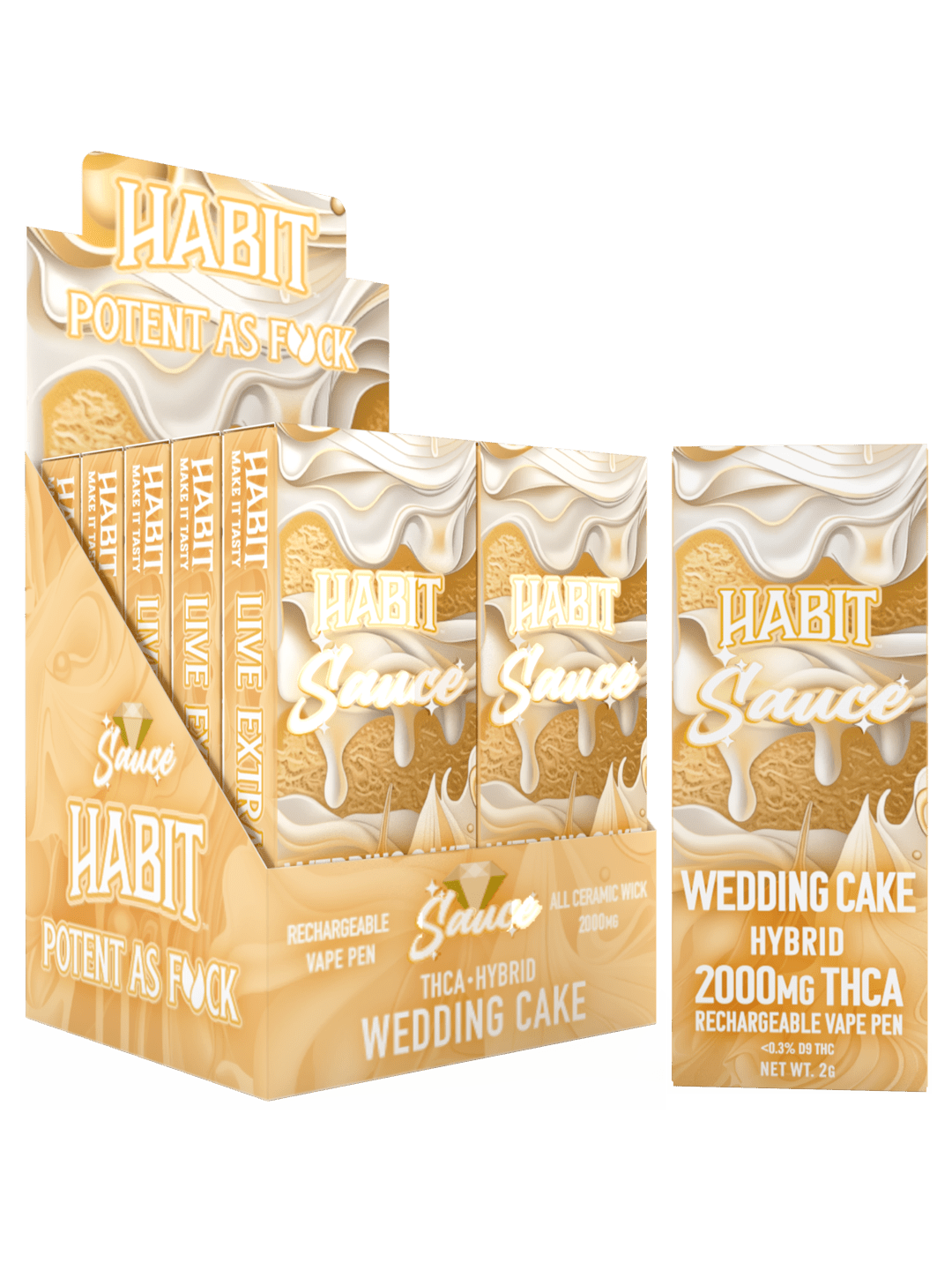 THCA Disposable Rechargeable Vape - Wedding Cake 2g (Hybrid) 10pk - Mystic Journey Path