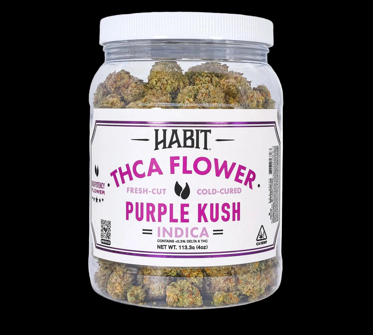 THCA Flower Jar Purple Kush 4oz (Indica) - Strawberry Mushroom Tablets - Case of 10 - Mystic Journey Path