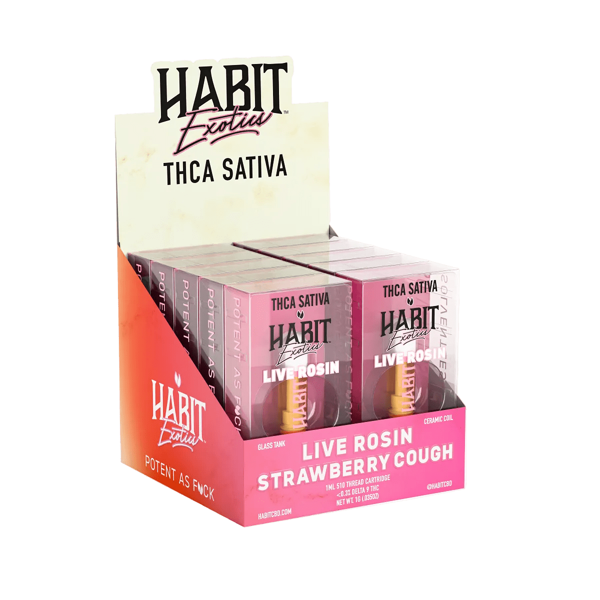 THCA Live Rosin 510 Cartridge - Strawberry Cough 1g (Sativa) - 10 Pack - Mystic Journey Path