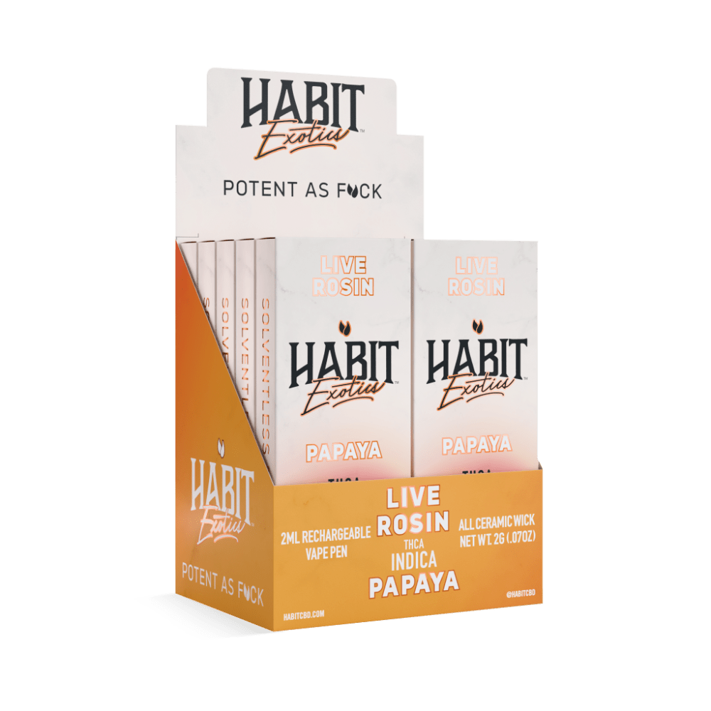 THCA Live Rosin Rechargeable Vape - Papaya 2g (Indica) - 10 Pack - Mystic Journey Path