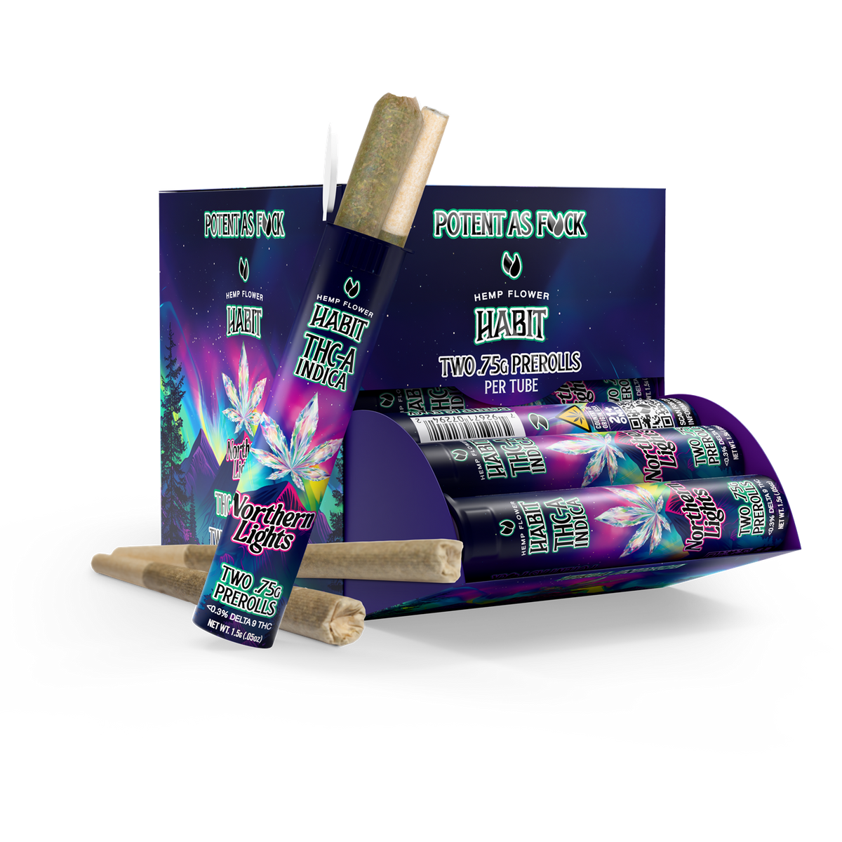 THCA.75g PRE - Rolls 2Pk Northern Lights (Indica) Case of 20 - Mystic Journey Path