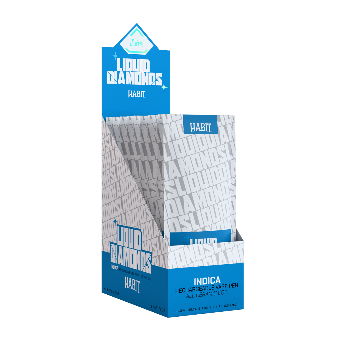 THCP Liquid Diamonds - Blue Lights 2g Rechargeable Vape (Indica) - 10 Pack - Mystic Journey Path